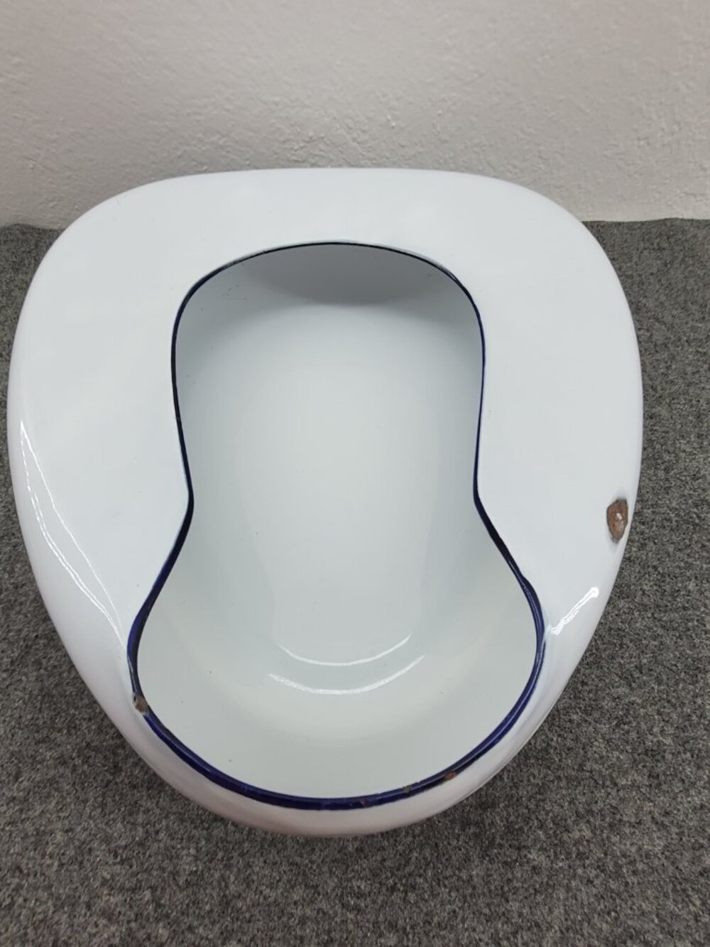 Final Price Antique Enamel Bed Pan White Enamelware Medical Vintage Metal Bedpan